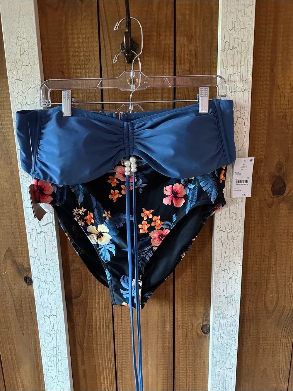 Blue Floral High-Waist Women’s 2 piece swim suit. (New)